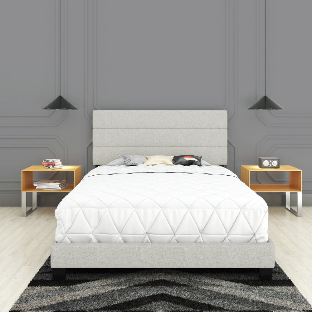 Premier Syracuse Upholstered Linen Tri Panel Platform Bed Frame with