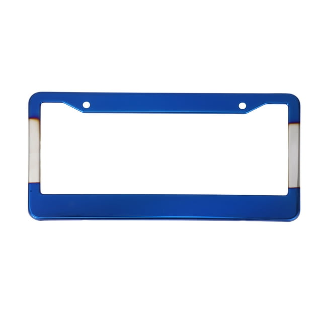 Marco de Placa de Matrícula de Acero Inoxidable para Automóvil Delante Detrás Soporte de Placa de Matrícula 2 Agujeros Azul Horneado 1 Pc Marco Ancho de Agujero Redondo
