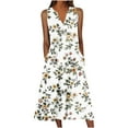 thumbnail image 1 of Robes d'Été pour Femmes Longueur Midi, Robe Longue d'Été à Imprimé Floral pour Femmes avec Poches Boutons Manches Courtes, 1 of 4