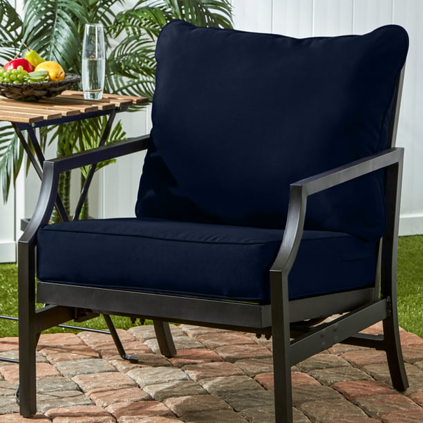 2 Pc Deep Seat Cushion Set, Navy Blue Outdoor Dining Chair Cushions