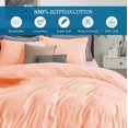 thumbnail image 2 of 500 TC 100% Egyptian Cotton Premium Duvet set Zipper Closur Ultra Soft Durable and Fade Resistant Color Peach Stripe size Full, 2 of 6