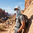 thumbnail image 4 of IAJFHAFS 3 In 1 Summer Cooling Balaclava Breathable Sun Protection Hood with Neck Guard & Face Mask Outdoor Cycling Sun Hats for Women Men Light Gray, 4 of 5