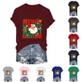 thumbnail image 5 of idosla Merry Christmas Shirts for Women Xmas Buffalo Plaid Tree Shirt Top Short Sleeve Casual Graphic Print T Shirt (Blue, M), 5 of 9