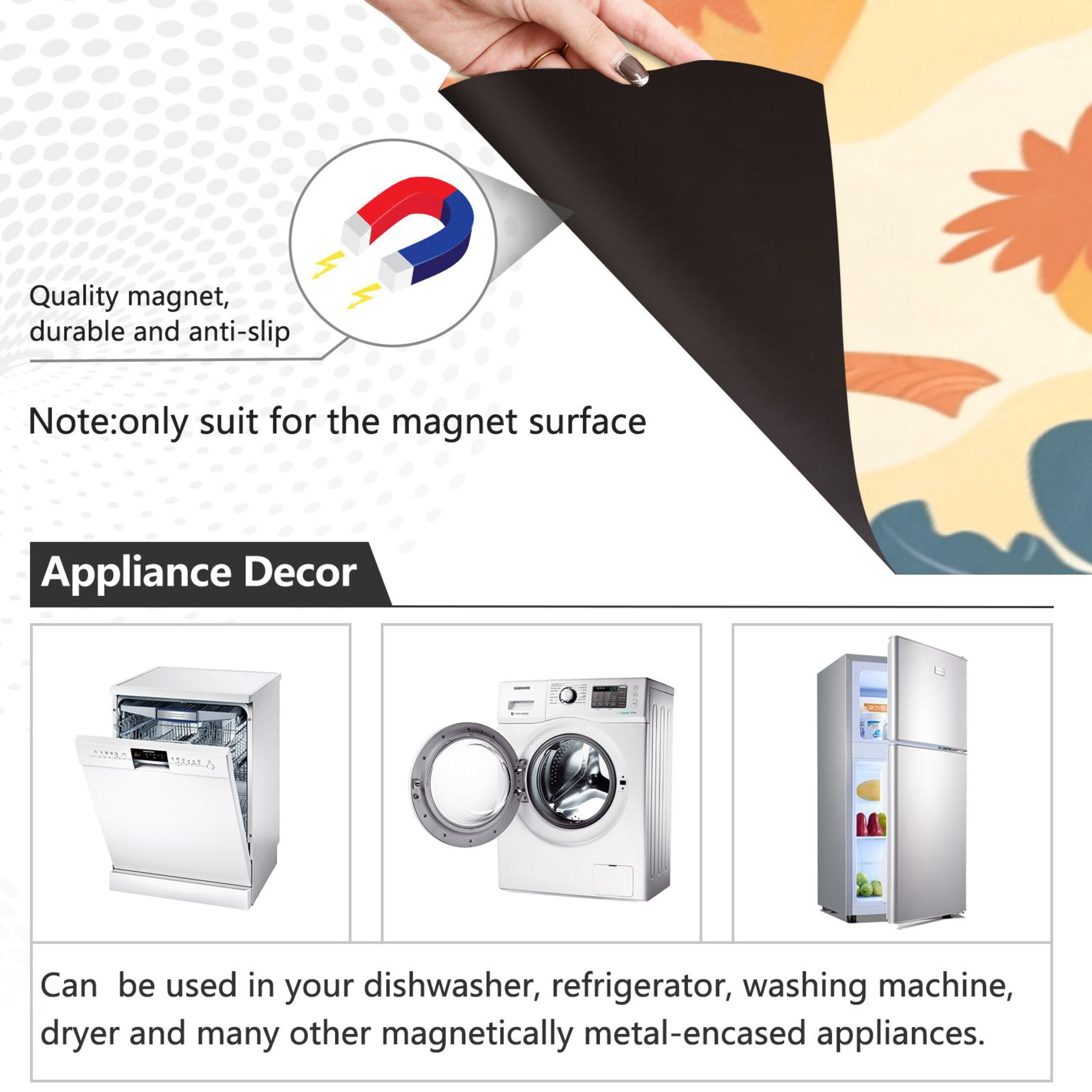 Dishwasher Magnetic Sticker 23x26 Inch Refrigerator Magnetic Sticker Washing Machine Magnetic Sticker Kitchen Panel Magnetic Sticker Home Decor Orange Coconut Tree