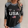 thumbnail image 3 of longantii 3/4 Sleeve Tops for Women 250 Anniversary Usa Crew Neck shirtss Relaxed Fit American Flag Tops Fourth Of July Blouses Black 5XL, 3 of 4