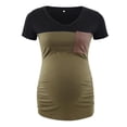 thumbnail image 2 of Ecavus Maternity Tops Short Sleeve V Neck Pregnancy Shirts Army Green L, 2 of 3