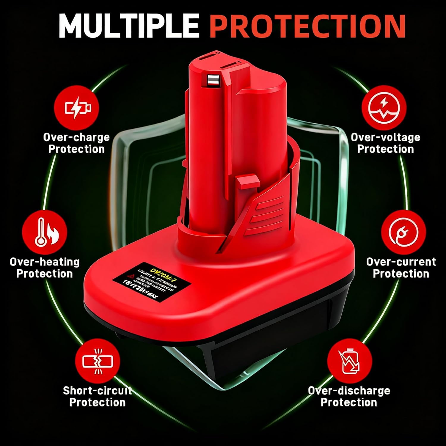 1 Pack Battery Adapter for Mil*wau*ke M-18 to M-12, DM20M12 Adapter Convert for De*walt 18-60V to Replace for Mil*wau*kee 18V Battery Work for Mil*wau*kee M-12 12V Power Tools
