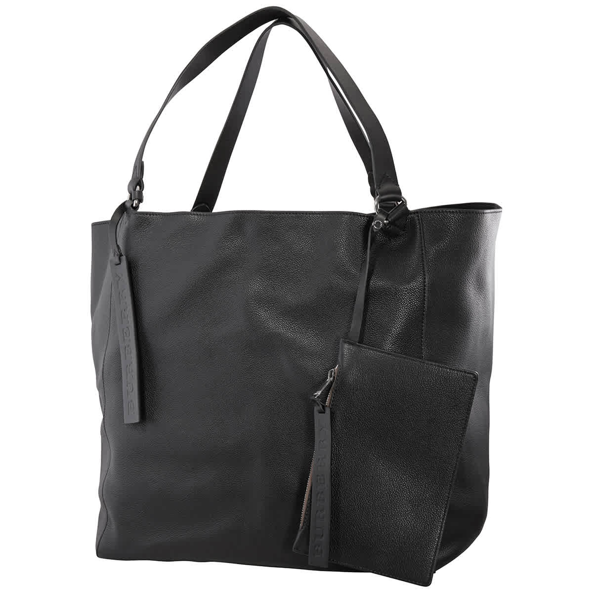 Burberry Large Embossed Crest Bonded Leather Tote In Black 