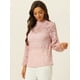 thumbnail image 3 of INSPIRE CHIC Blusas de manga larga de encaje para mujer Blusas florales elegantes con cuello con volantes Rosa L, 3 of 6