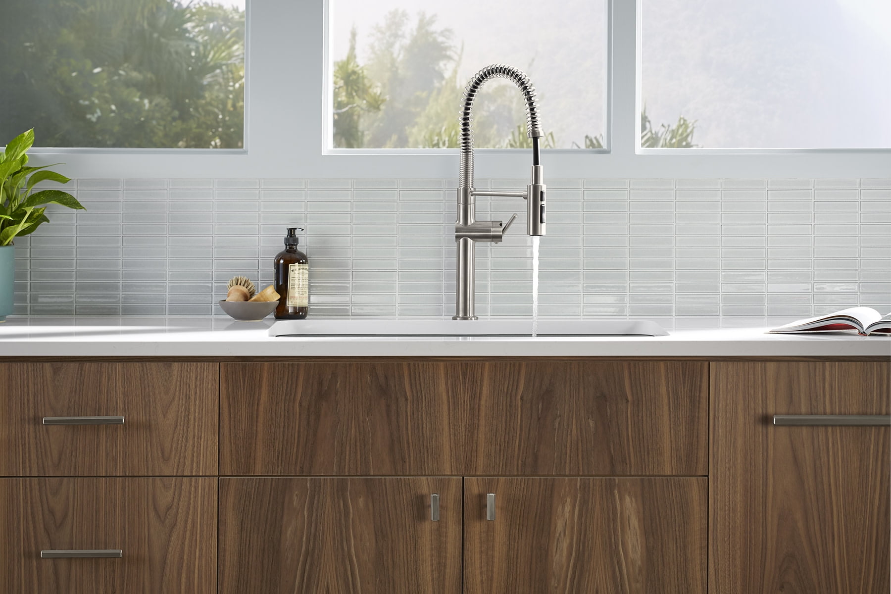 KOHLER 22973-VS Crue High-Arc Kitchen Faucet with Pull Down Spring Spout, Professional Pre-Rinse Kitchen Faucet, Commercial Faucet, Vibrant Stainless