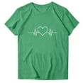 thumbnail image 4 of Valentines Day Shirt for Women Heart Print Round Neck Tee Fashion Casual Short Sleeve Tops ,Green,M, 4 of 7