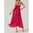 thumbnail image 3 of Faithtur Femmes Robe de Glissement, Sans Manches V-Cou Dos Nu Plissé Plissé Solide/fleur Imprimé Été Swing Robe Longue Robe, 3 of 4