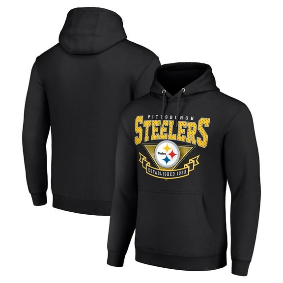 Men's Starter Black Pittsburgh Steelers -80s Inspired Pullover Hoodie