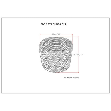 Simpli Home - Edgeley Round Contemporary Polystyrene/Cotton Pouf - Gray