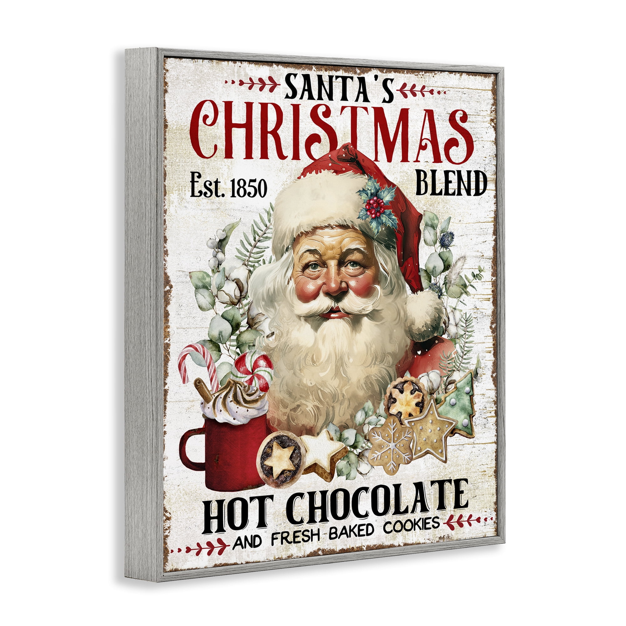 Stupell Industries Santa's Christmas Blend Holiday Painting Gray Framed Art Prints Wall Art, 16 x 20