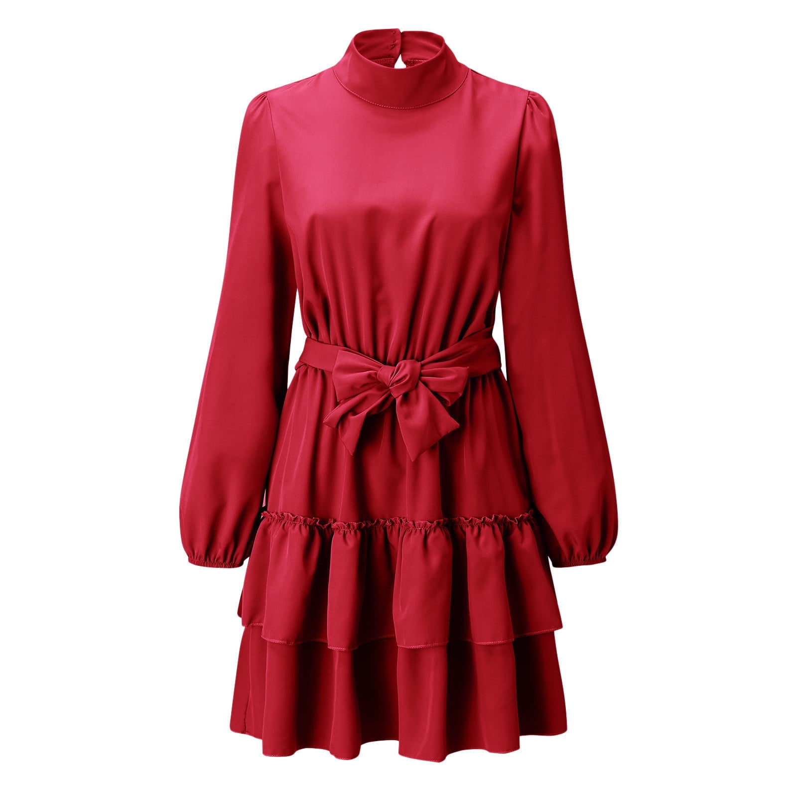 chinese dress ladies Galaxy Long Sleeve Midi Dress with Pockets, Space Universe Purple Women Casual Cute Designer Flare Elegant Plus Size Dress L main image 1