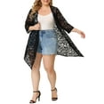thumbnail image 2 of Agnes Orinda Women's Plus Size  Lace Crochet Draped Shawls Lightweight Open Front Cover-Ups Casual Cardigans 1X Black, 2 of 7