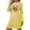 Yellow, variant on Mgmyaa Women's Printed Nightgown Long Sleeve Round Neck Loose Fit Sleepwear Comfortable Lounge Mini Dress