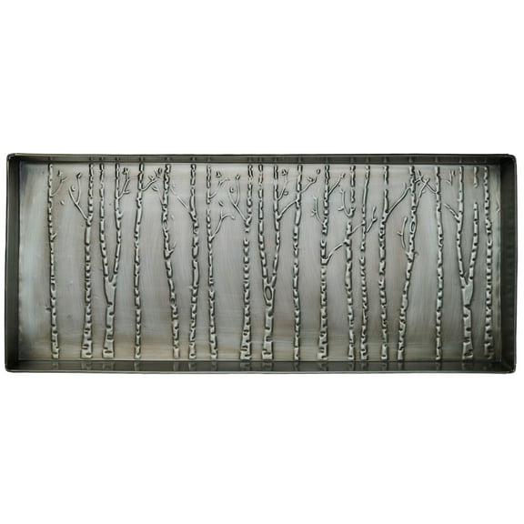 HF by LT Birch Forest Pattern Metal Boot Tray, 30 x 13 inches, Antique Zinc Finish