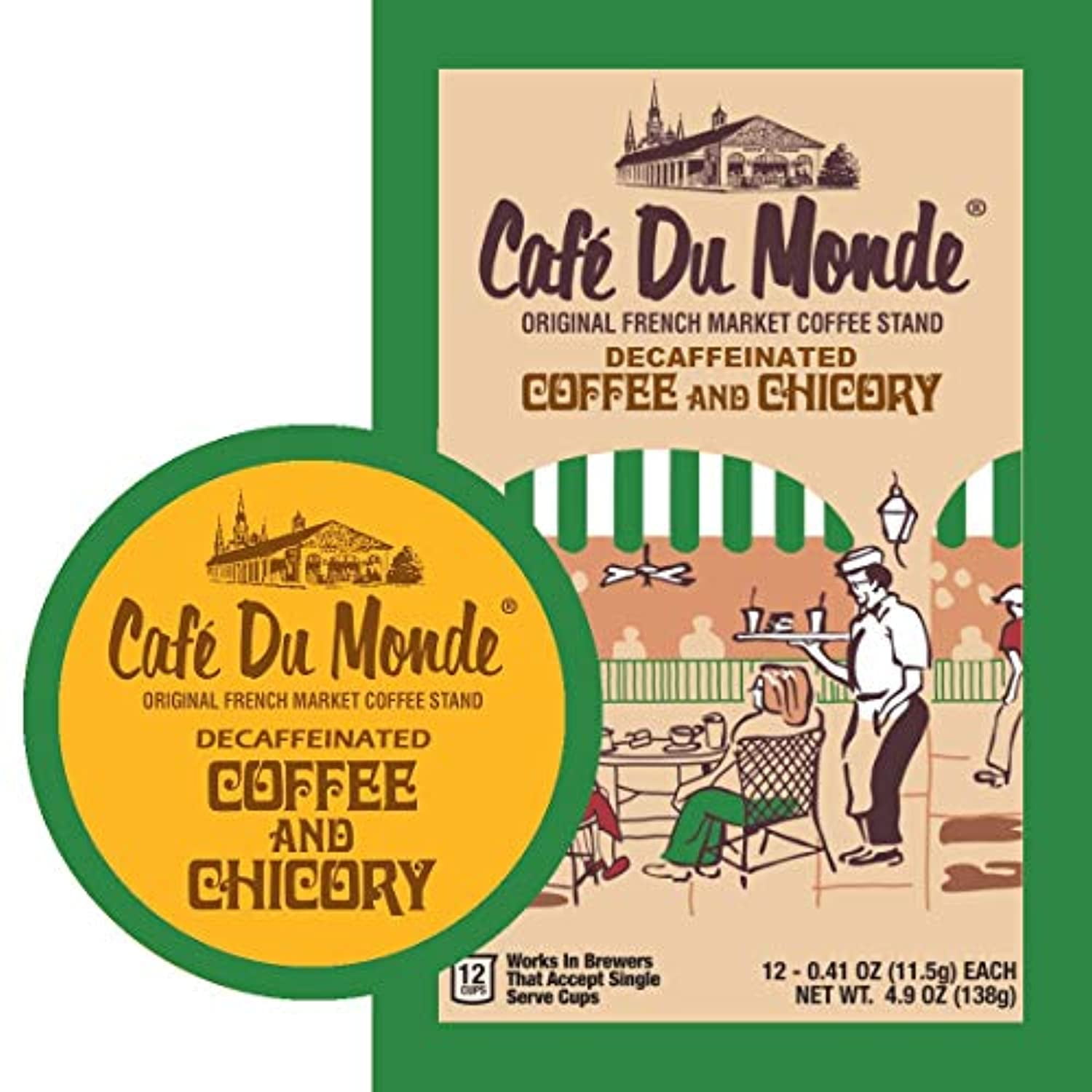 Cafe Du Monde Decaffeinated Coffee And Chicory Single Serve Pods (72 Count)