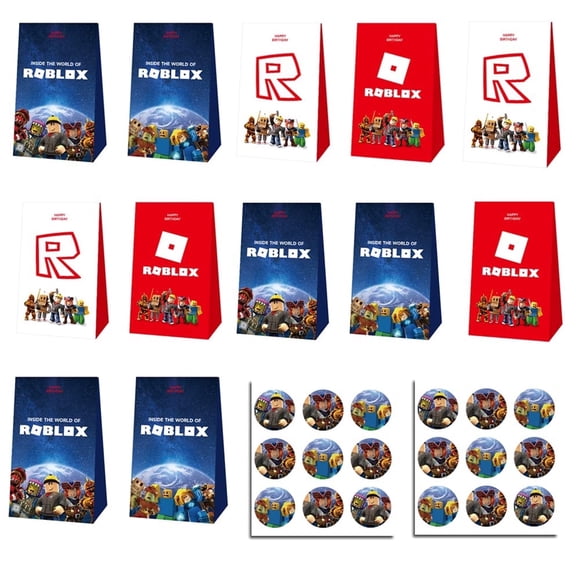 24 PCS Birthday Party Bags Roblox Goodie Bags Roblox Gift Bags Pixel Style Gamer Party Supplies Favor Bags