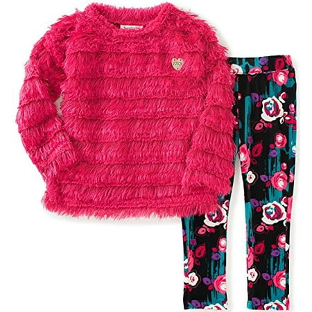 Juicy Couture Little Girls Fuchsia Berry Eyelash Sweater Pant Set (6X)