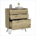 thumbnail image 2 of Dressers, Modern Light Oak 35"H 3-Drawer with Superior Top, Hairpin Legs | Beige | Particle Board, 2 of 5