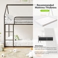 thumbnail image 5 of Twin Over Twin Bunk Bed, Montessori Floor Bunk Bed Frame with Convertible Slide, Heavy Duty Metal Low Bed with House Shape and Roof, Black, 5 of 8