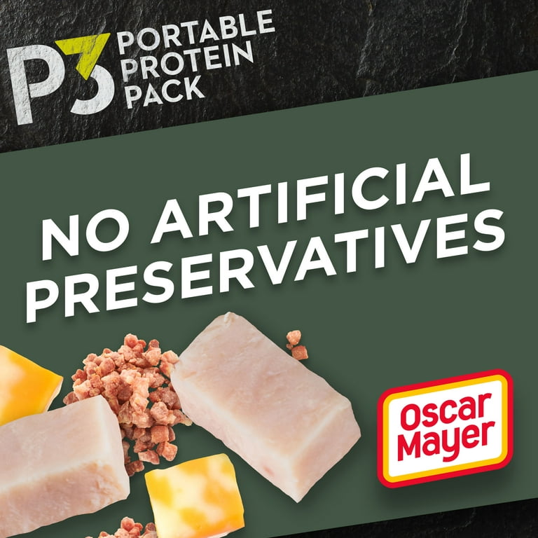 P3 Portable Protein Snack Pack with Turkey, Bacon & Colby Jack Cheese Tray  2.1 oz