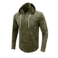 thumbnail image 2 of Mens Long Sleeve Hooded Sports T-Shirt Solid Crew Neck Pullover Tops, 2 of 6
