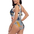 thumbnail image 4 of Uemuo Dog Print Women's One Piece Swimsuit Asymmetrical Neck Bathing Suit One Shoulder Side Cutout Ruffle Swimwear-Large, 4 of 6