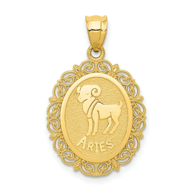 Collier Ovale en Or Jaune 14k avec Pendentif et Bélier