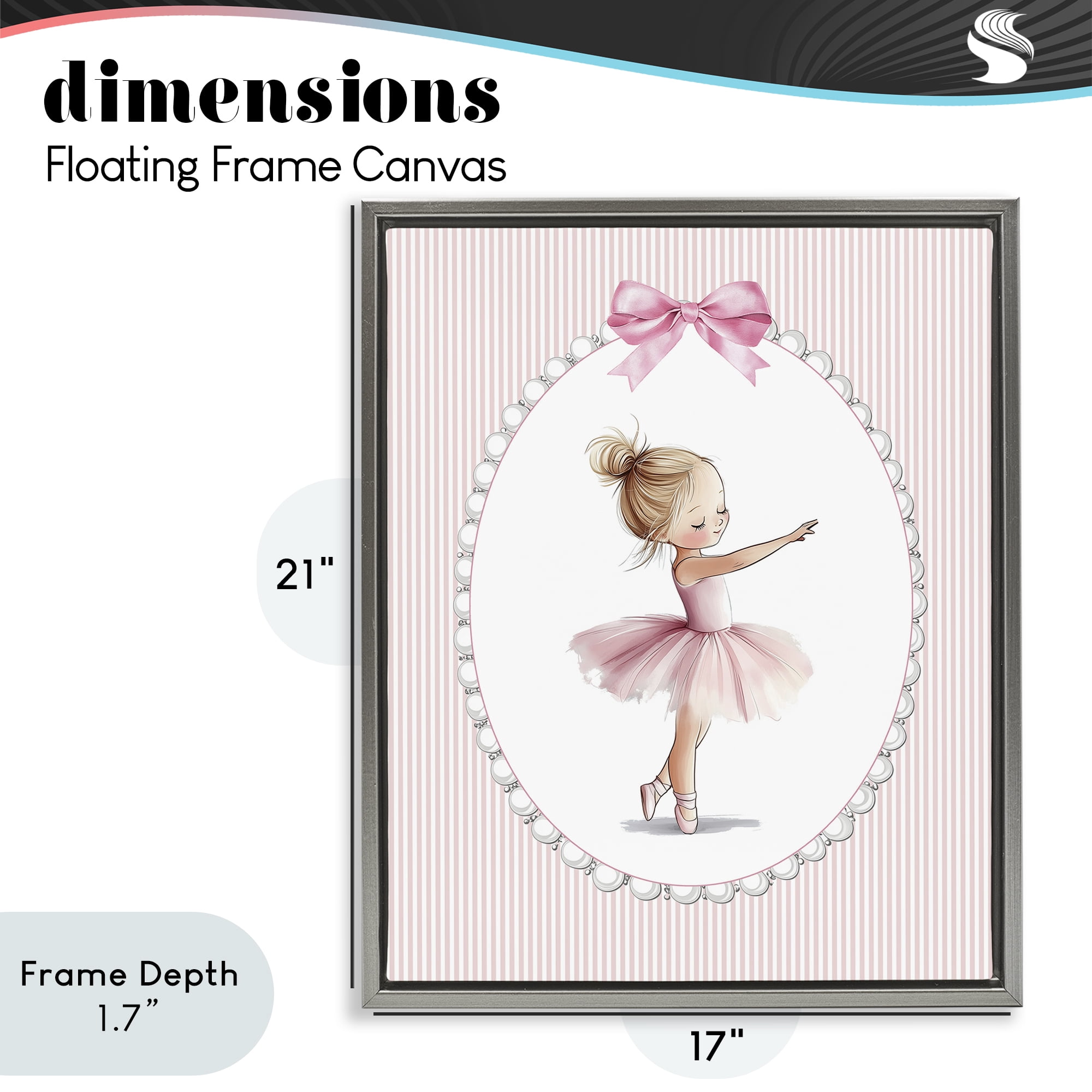 Stupell Industries Blush Pink Ballerina Gray Framed Floater Canvas Wall Art, design by Christine Simpson Art