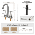 thumbnail image 2 of Bathroom Faucet for Sink 3 Hole - Stainless Steel, 2-Handle, with Pop-up Drain, 2 Supply Hoses, 4 inch Centerset, 2 of 8