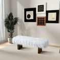 thumbnail image 3 of Kaido 51" Wide Japandi Style Plush Upholstered Luxury Bench in Khaki, 3 of 7
