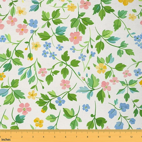 Feelyou Spring Flower Floral Fabric by the Yard 1 Yard, Botanical Print Room Decor Fabric by the Yard, Teens Female Girls Fabric for Sewing, Microfiber Bedroom Decor