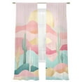 thumbnail image 2 of Abstract Pink Desert Sheer Curtains 96 Inches Long 2 Panels Cactus Mountain Light Filtering Semi Sheer Window Curtains Drapes for Bedroom Living Room 52"x96", 2 of 7