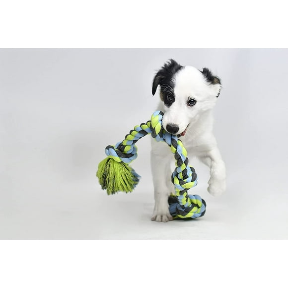 Flissy Chews Jouet pour Chien avec Corde à 3 Nœuds Colorés