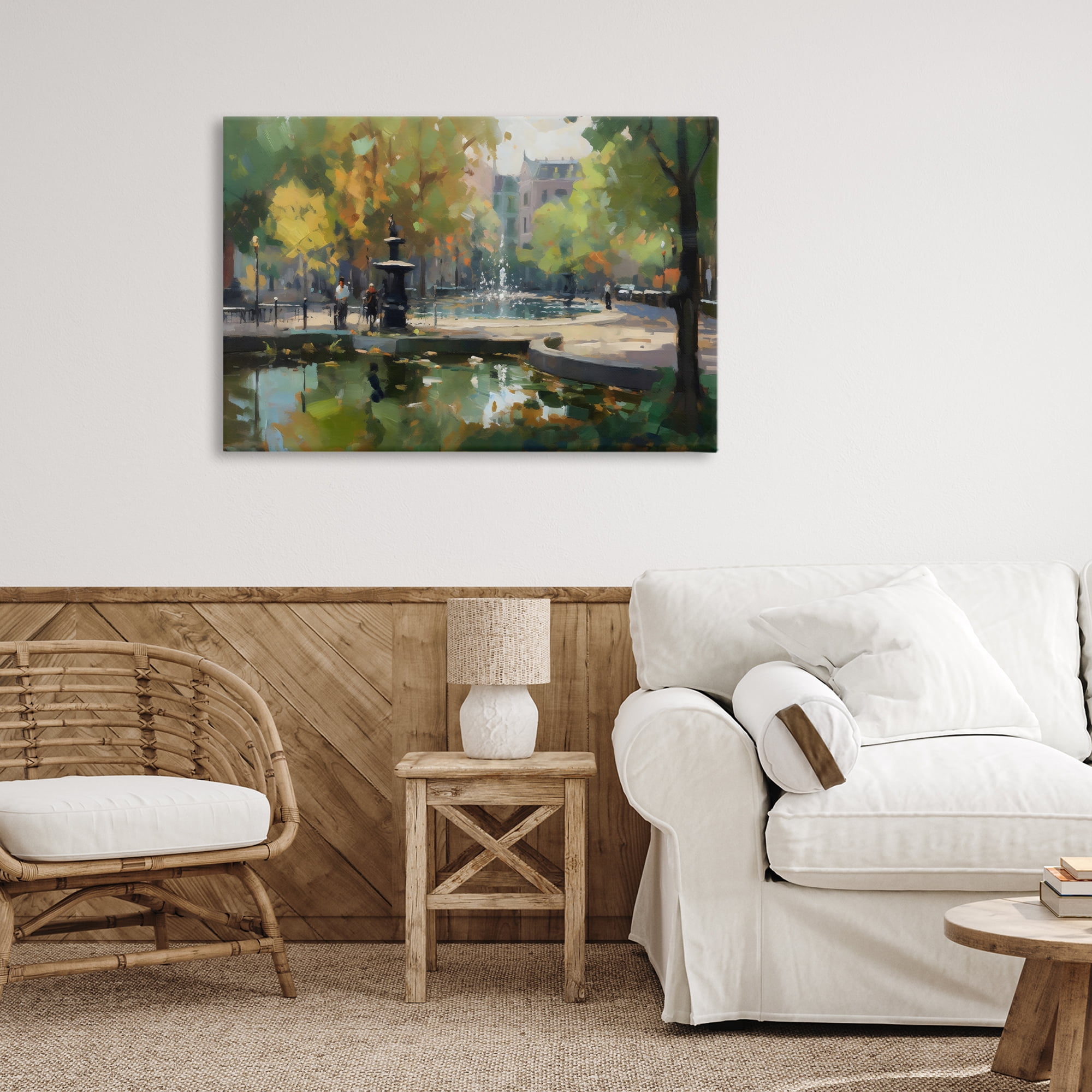 Stupell Industries Autumn Reflections at Park Fountain Canvas Wall Art, design by Creative Studio