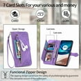 thumbnail image 5 of for Motorola Moto G42 Wallet Case, [Flower Embossed] Premium PU Leather Wallet Flip Protective Phone Case Cover with Card Slots and Stand with Wrist Strap for Motorola Moto G42,Purple, 5 of 7