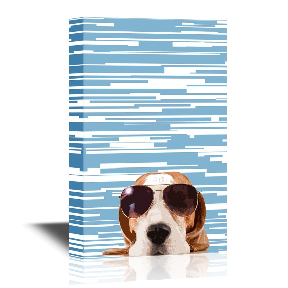 wall26 Peekaboo Animals Canvas Wall Art Cool Dog Wearing Sunglasses