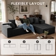 thumbnail image 3 of QuzyAor 104" Black Boneless Couch, Cloud Couch Sectional for Living Room, Modular L Shape Sofa with Right Chaise, Corduroy Deep Seat, No Assembly, 3 of 8