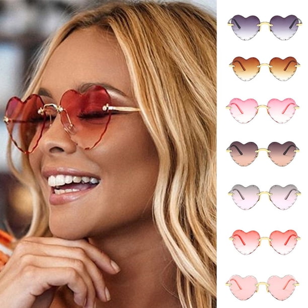 Penkiiy Heart Shaped Sunglasses Rimless Candy Color Glasses  display picture 1