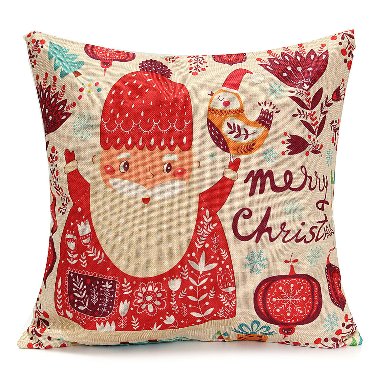 18" Merry Christmas Throw Pillow Case Sofa Waist Cushion Cover Home Decor US