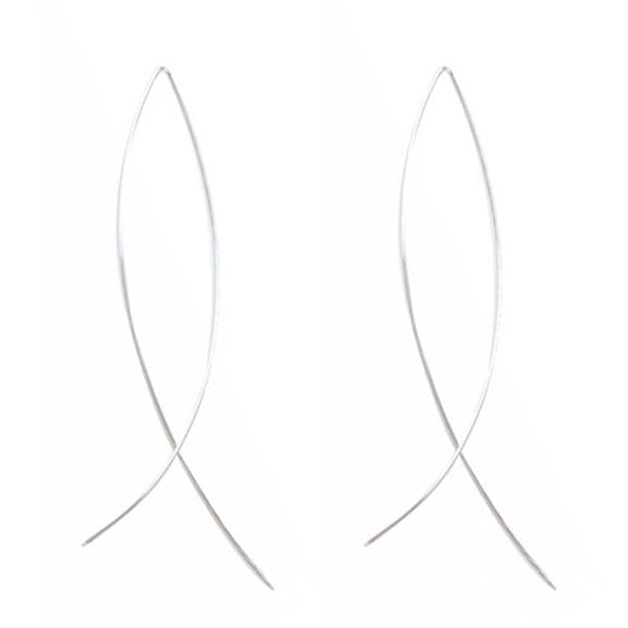 Grandest Birch Women's Elegant Fish Shape Long Drop Dangle Earrings Handmade Jewelry Copper Silver