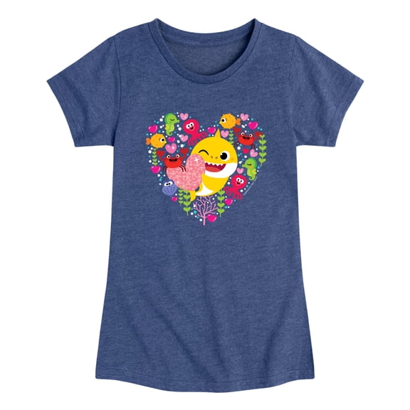 Baby Shark - Sea Creature Heart Toddler Girls' Toddler Short Sleeve Graphic T-Shirt