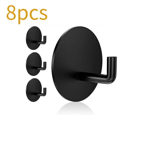 OFEFE 8-Pack Heavy Duty Adhesive Hooks, Waterproof Stainless Steel Stick on Hooks for Shower, Bathroom, Kitchen, Wall Mount Hooks for Towels, Loofah, Robes, No Drill Removable Hooks