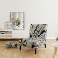 thumbnail image 2 of Designart "Black White Opt Art Optical Euphony I" Black Stripe Upholstered Accent Chair - Modern Arm Chair For Bedroom, 2 of 5