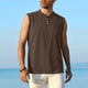 thumbnail image 3 of Ceisia Men's Relaxed Fit Henley Neck Sleeveless Tank Top with Chest Pocket for Casual Daily Wear Brown L Gifts, 3 of 5