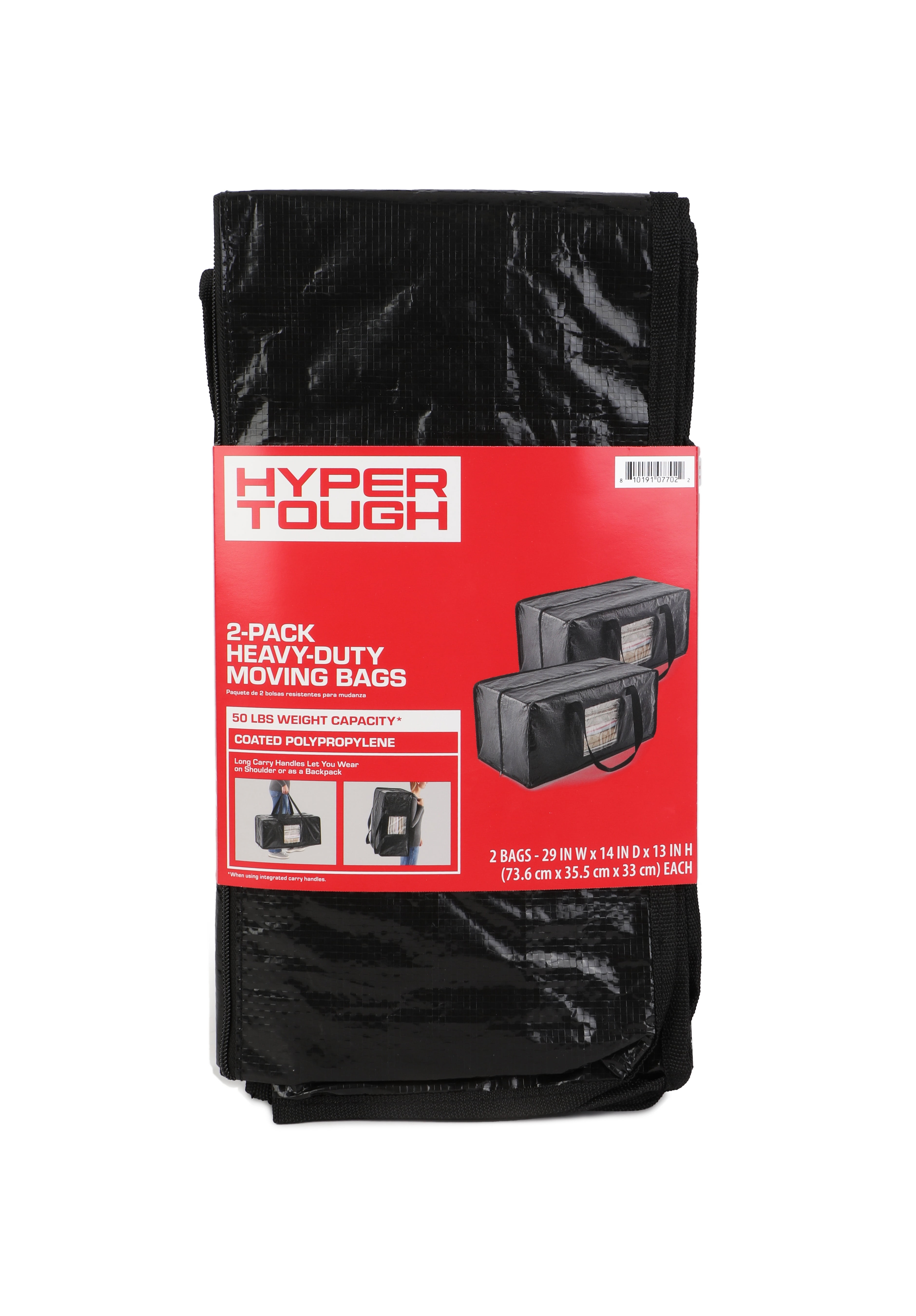 Hyper Tough Heavy-Duty Moving Bags with Clear Window and Backpack Carry, 2-Pack